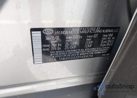 2023 Hyundai Santa Fe Limited from USA, damaged, VIN 5NMS5DA12PH004294